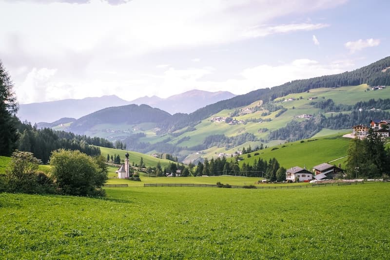 Green Austrian hills and a sleepy village