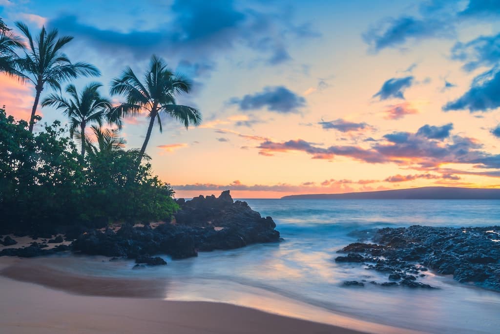 Hawaii beach at sunset